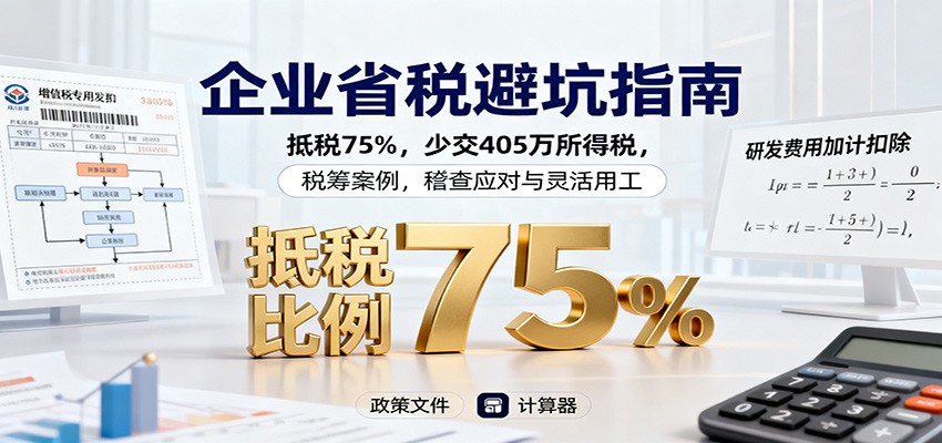 企业省税避坑指南：抵税75%，少交405万所得税，税筹案例，稽查应对与灵活用工-悟思笔记，一个低调的学习营。