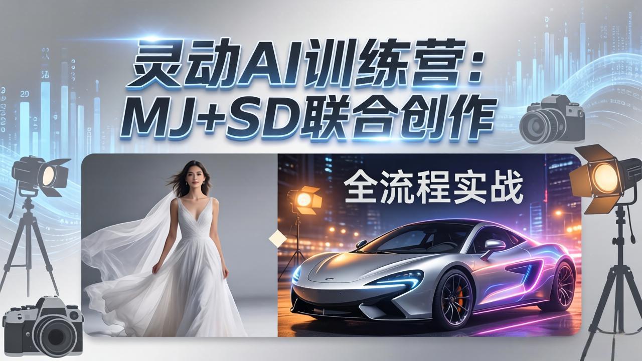 灵动AI训练营-3.0课程：MJ+SD联合创作，从婚纱大片到汽车广告，摄影后期全流程实战-悟思笔记，一个低调的学习营。