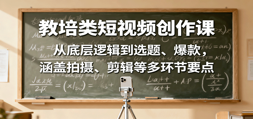 教培类短视频创作课：从底层逻辑到选题、爆款，涵盖拍摄、剪辑等多环节要点-悟思笔记，一个低调的学习营。