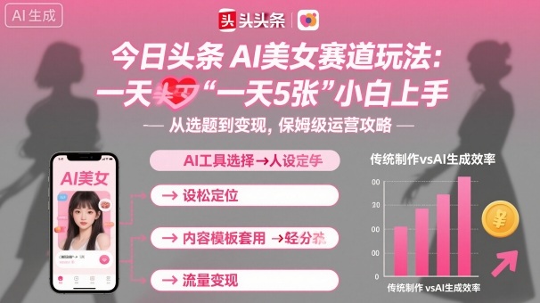 今日头条AI美女赛道玩法，一天轻松5张，小白轻松上手-悟思笔记，一个低调的学习营。