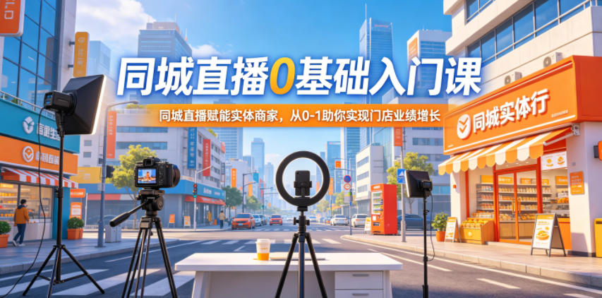 同城直播0基础入门课，同城直播赋能实体商家，从0-1助你实现门店业绩增长-悟思笔记，一个低调的学习营。