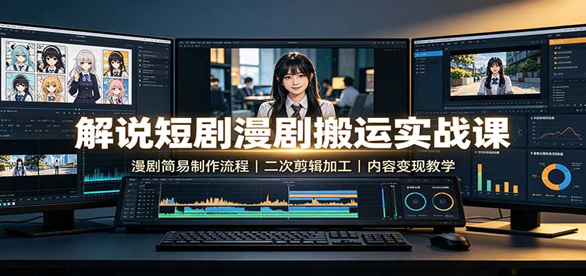 解说短剧漫剧搬运实战课：漫剧简易制作流程，二次剪辑加工，内容变现教学-悟思笔记，一个低调的学习营。