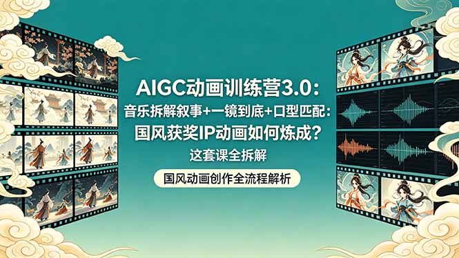 AIGC动画训练营3.0：音乐拆解叙事+一镜到底+口型匹配：国风获奖IP动画如何炼成？这套课全拆解-悟思笔记，一个低调的学习营。