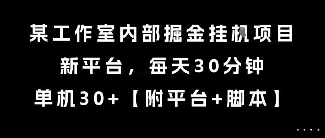 某工作室内部掘金挂G项目，新平台，每天30分钟，单机30+【揭秘】-悟思笔记，一个低调的学习营。