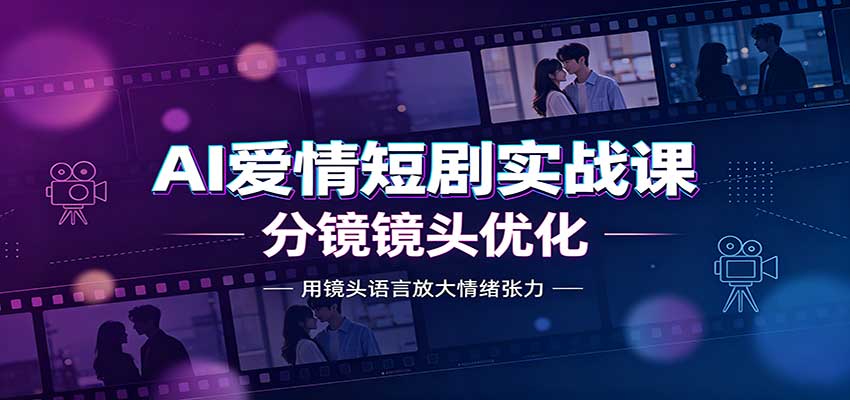 AI爱情短剧实战课：故事剧本创作，分镜镜头优化，智能体提示词-悟思笔记，一个低调的学习营。