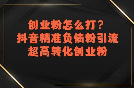 创业粉怎么打？抖音精准负债粉引流，超高转化创业粉-悟思笔记，一个低调的学习营。