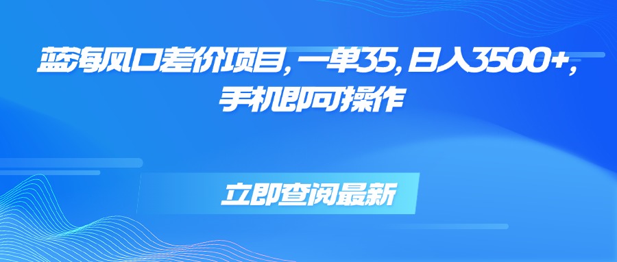 蓝海风口差价项目，一单35，日入3500+，手机即可操作-悟思笔记，一个低调的学习营。