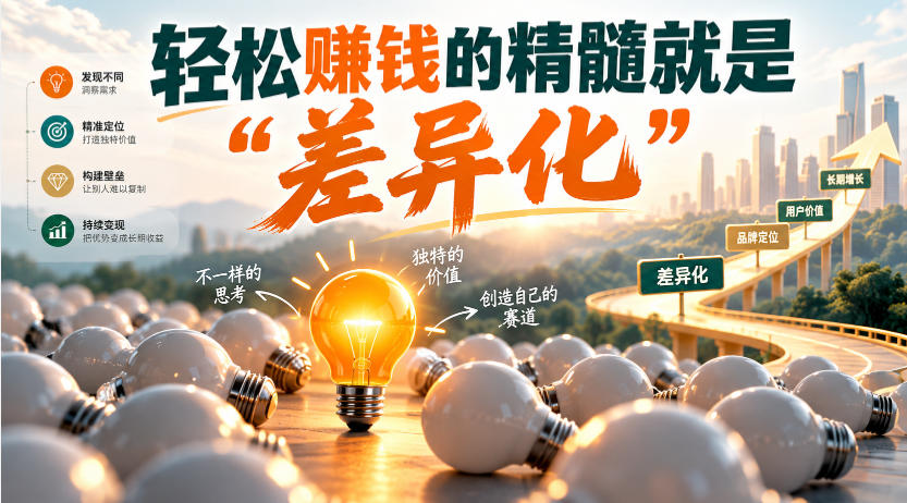 某公众号付费文章：轻松賺钱的精髓就是“差异化”-悟思笔记，一个低调的学习营。