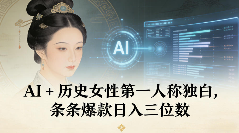 AI+历史女性第一人称独白，条条爆款日入三位数-悟思笔记，一个低调的学习营。