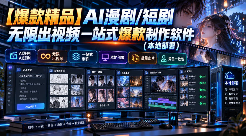 【爆款精品】AI漫剧/短剧无限出视频一站式爆款制作软件(本地部署)-悟思笔记，一个低调的学习营。