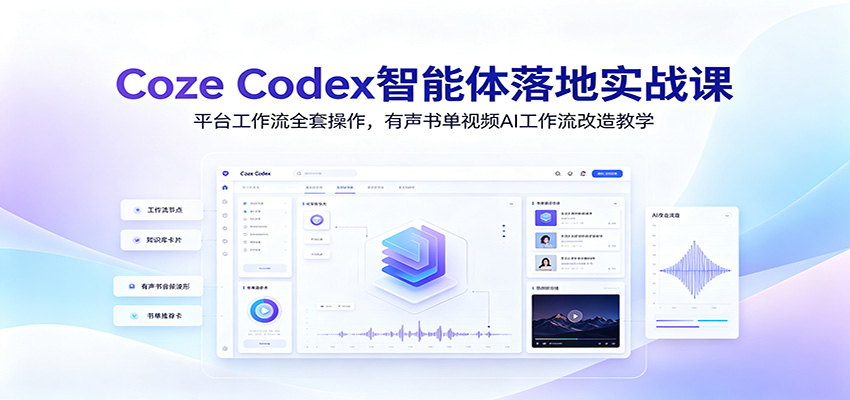 Coze Codex智能体落地实战课：平台工作流全套操作，有声书单视频AI工作流改造教学-悟思笔记，一个低调的学习营。