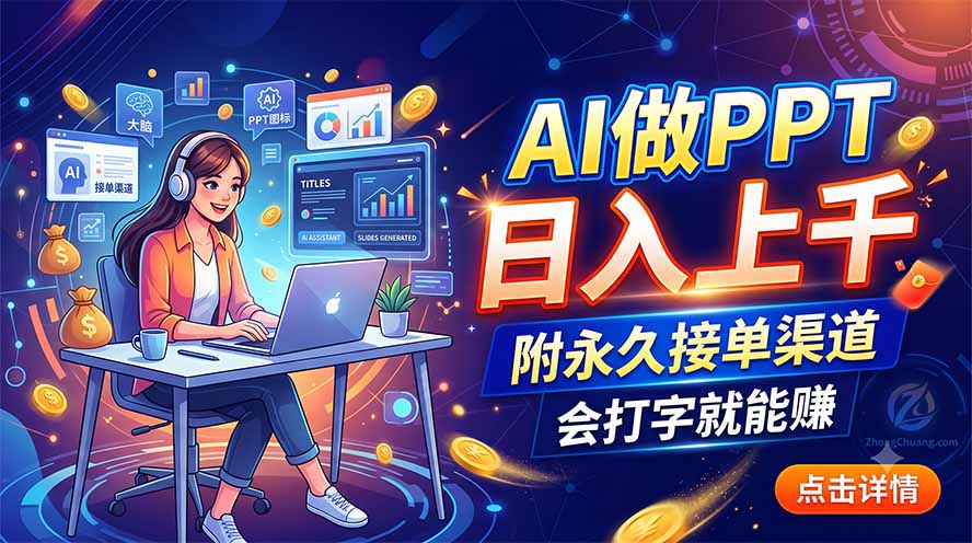 AI做PPT日入上千，附永久接单渠道，会打字就能赚-悟思笔记，一个低调的学习营。
