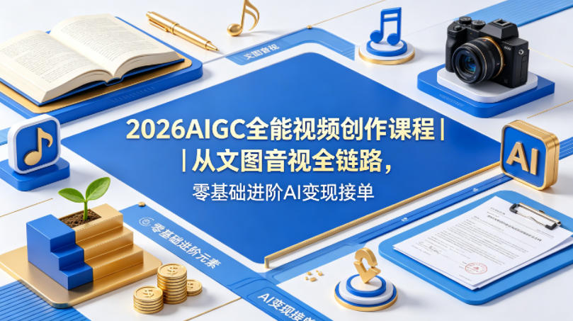 2026AIGC全能视频创作课程｜从文图音视全链路，零基础进阶AI变现接单-悟思笔记，一个低调的学习营。