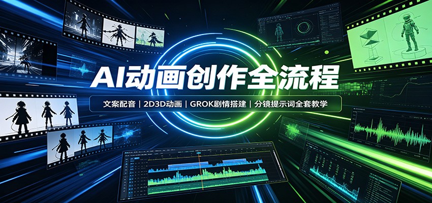 AI动画创作全流程：文案配音，2D3D动画，GROK剧情搭建，分镜提示词全套教学-悟思笔记，一个低调的学习营。