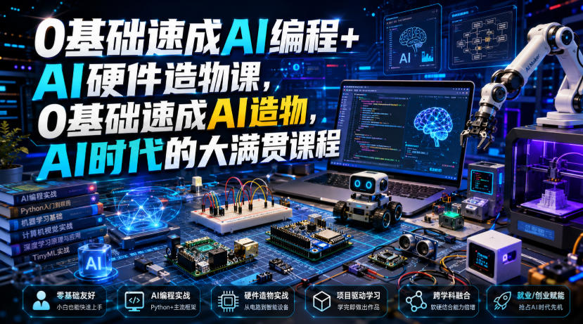 0基础速成AI编程+AI硬件造物课，0基础速成AI造物，AI时代的大满贯课程-悟思笔记，一个低调的学习营。