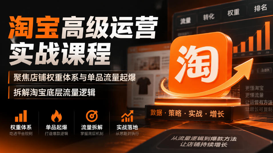 淘宝高级运营实战课程，聚焦店铺权重体系与单品流量起爆，拆解淘宝底层流量逻辑-悟思笔记，一个低调的学习营。
