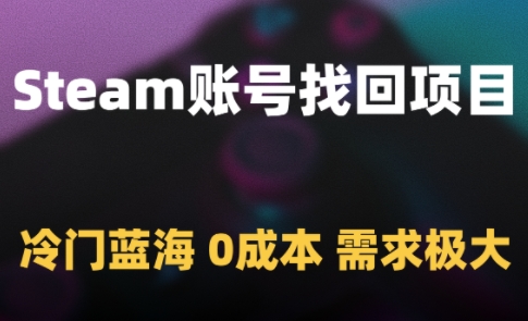 Steam账号找回项目，冷门蓝海，0成本，需求极大-悟思笔记，一个低调的学习营。