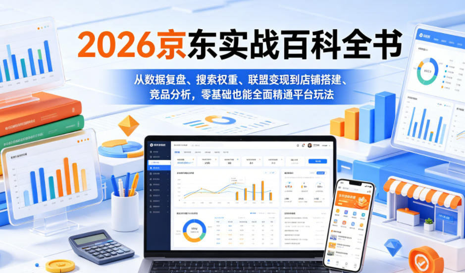 2026京东实战百科全书，从数据复盘、搜索权重、联盟变现到店铺搭建、竞品分析，零基础也能全面精通平台玩法-悟思笔记，一个低调的学习营。