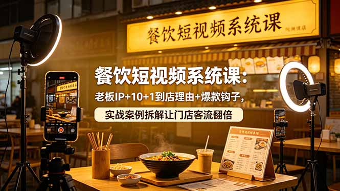 餐饮短视频系统课：老板IP+10+1到店理由+爆款钩子，实战案例拆解让门店客流翻倍-悟思笔记，一个低调的学习营。