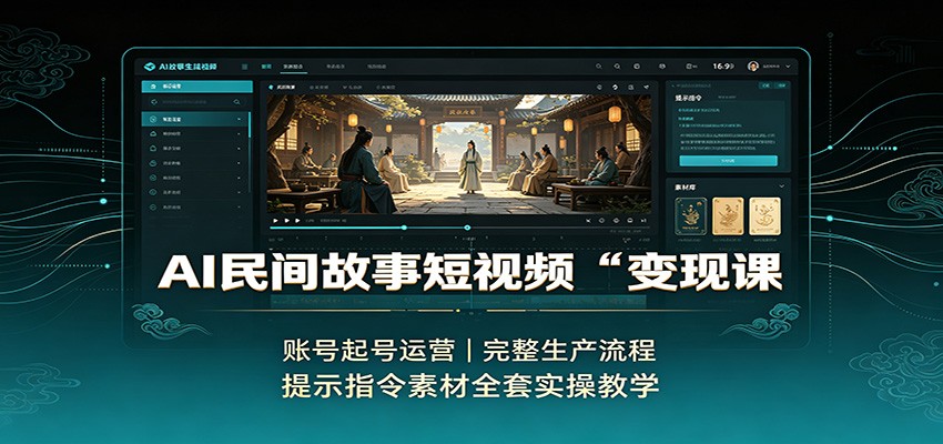 AI民间故事短视频变现课：账号起号运营，完整生产流程，提示指令素材全套实操教学-悟思笔记，一个低调的学习营。