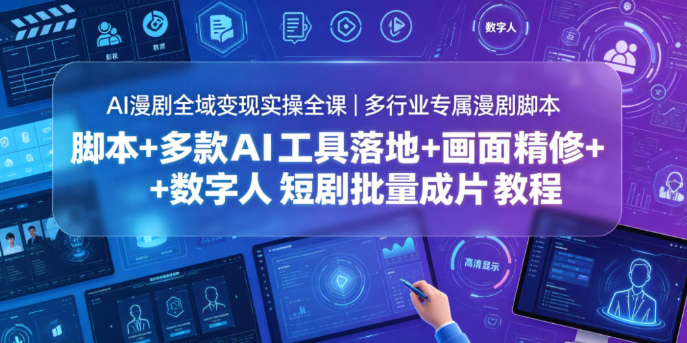 AI漫剧全域变现实操全课｜多行业专属漫剧脚本+多款AI工具落地+画面精修+数字人短剧批量成片全教程-悟思笔记，一个低调的学习营。