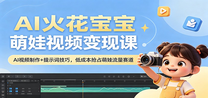 AI火花宝宝萌娃视频变现课：AI视频制作+提示词技巧，低成本抢占萌娃流量赛道-悟思笔记，一个低调的学习营。