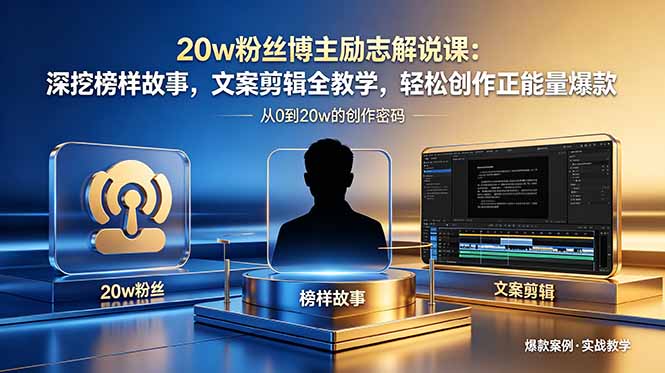 20w粉丝博主励志解说课：深挖榜样故事，文案剪辑全教学，轻松创作正能量爆款-悟思笔记，一个低调的学习营。