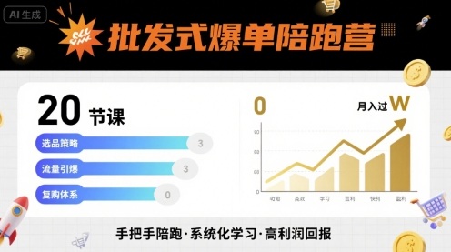 批发式爆单陪跑营，20节课带你实现批发式爆单，带你经松月入过W-悟思笔记，一个低调的学习营。