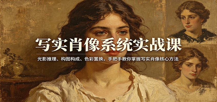 写实肖像系统实战课：光影推理、构图构成、色彩置换，手把手教你掌握写实肖像核心方法-悟思笔记，一个低调的学习营。