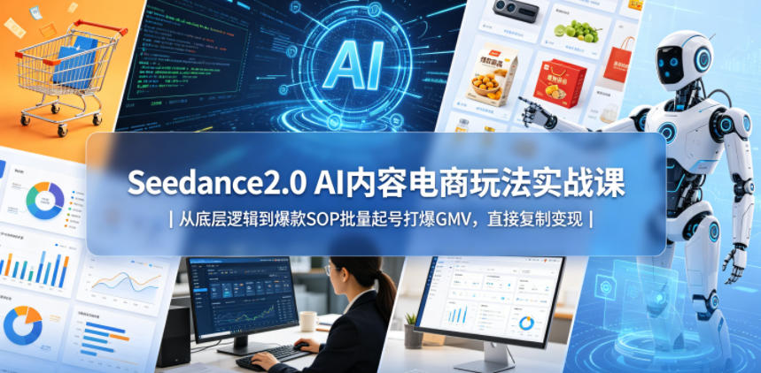 Seedance2.0 AI内容电商玩法实战课｜从底层逻辑到爆款SOP批量起号打爆GMV，直接复制变现-悟思笔记，一个低调的学习营。