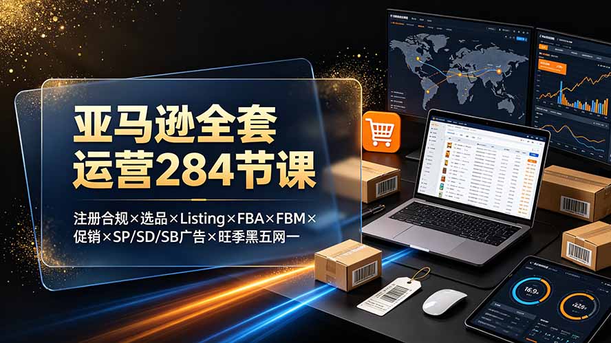 亚马逊全套运营284节课：注册合规×选品×Listing×FBA×FBM×促销×SP/SD/SB广告×旺季黑五网一-悟思笔记，一个低调的学习营。