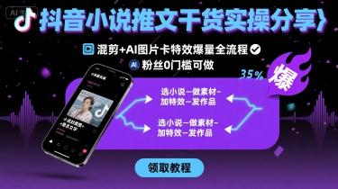 抖音小说推文干货实操分享，混剪+AI图片卡特效爆量全流程，0粉丝0门槛可做-悟思笔记，一个低调的学习营。