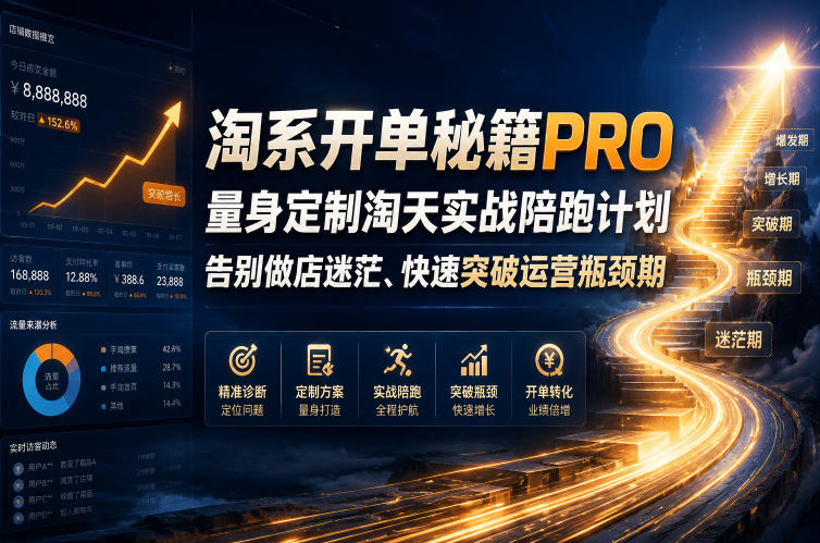 淘系开单秘籍PRO，量身定制淘天实战陪跑计划，告别做店迷茫、快速突破运营瓶颈期(更新260823)-悟思笔记，一个低调的学习营。