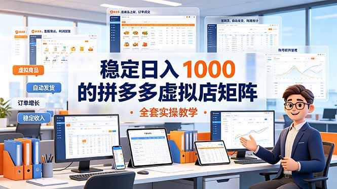 稳定日入 1000 的拼多多虚拟店矩阵，全套实操教学-悟思笔记，一个低调的学习营。