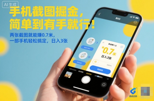 手机截图掘金，简单到有手就行！两张截图就能賺0.7米，一部手机轻松搞定，日入3张【揭秘】-悟思笔记，一个低调的学习营。