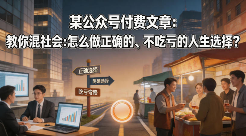 某公众号付费文章：教你混社会：怎么做正确的、不吃亏的人生选择？-悟思笔记，一个低调的学习营。