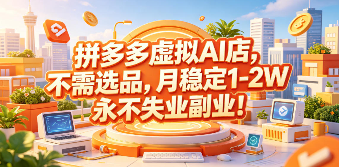 拼多多虚拟AI店，不需选品，月稳定1-2W，永不失业副业！【揭秘】-悟思笔记，一个低调的学习营。