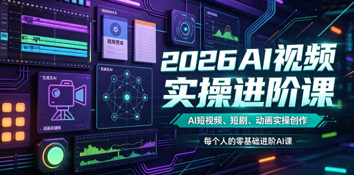 2026AI视频实操进阶课，AI短视频、短剧、动画实操创作，每个人的零基础进阶ai课(更新0825)-悟思笔记，一个低调的学习营。