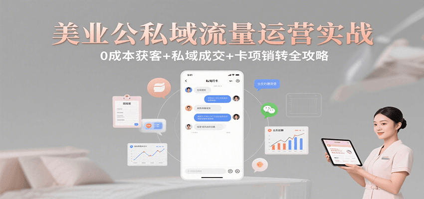 美业公私域流量运营实战：0成本获客+私域成交+卡项销转全攻略-悟思笔记，一个低调的学习营。