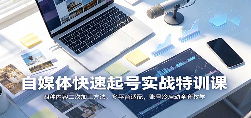 自媒体快速起号实战特训课：四种内容二次加工方法，多平台适配，账号冷启动全套教学-悟思笔记，一个低调的学习营。