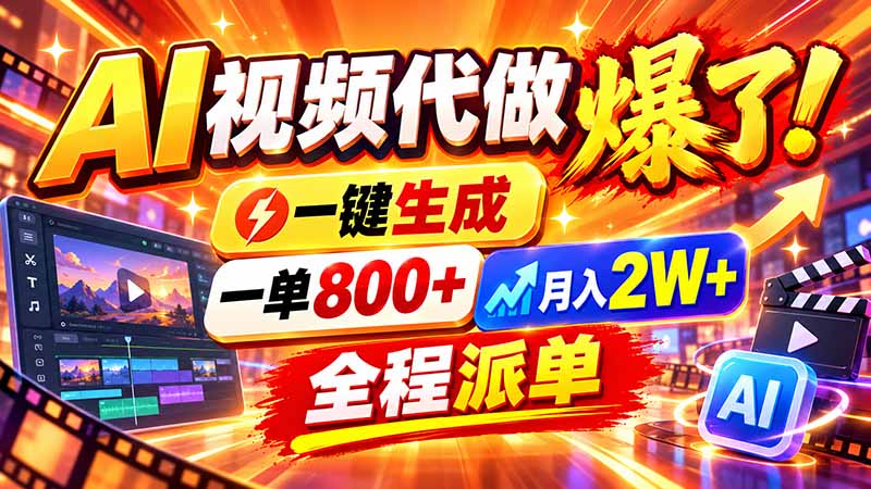 2026年底新赛道，AI视频代做一单800+，小白可做，告别打工-悟思笔记，一个低调的学习营。
