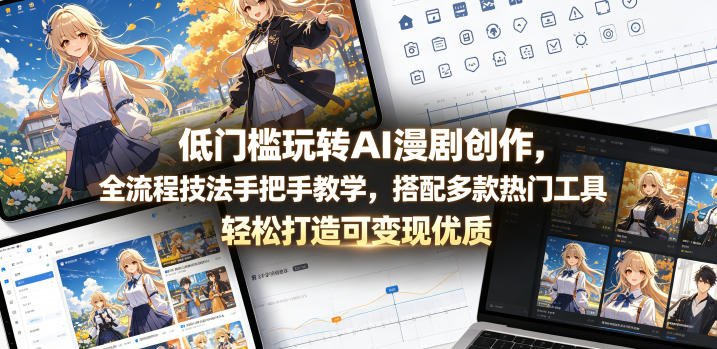 低门槛玩转AI漫剧创作，全流程技法手把手教学，搭配多款热门工具，轻松打造可变现优质作品-悟思笔记，一个低调的学习营。