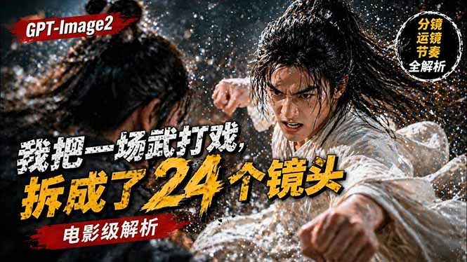 用GPT-Image2，把一段武打对决拆成24个连续镜头，从人物建立、动作衔接、运镜节奏，到情绪爆发-悟思笔记，一个低调的学习营。