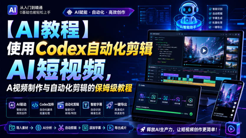 【AI教程】使用Codex自动化剪辑AI短视频，AI视频制作与自动化剪辑的保姆级教程-悟思笔记，一个低调的学习营。