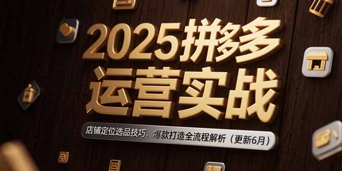 2025拼多多运营实战：店铺定位选品技巧，爆款打造全流程解析(更新6月-悟思笔记，一个低调的学习营。