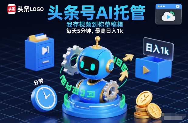 头条号AI托管，我存视频到你草稿箱，每天5分钟，最高日入1k【揭秘】-悟思笔记，一个低调的学习营。
