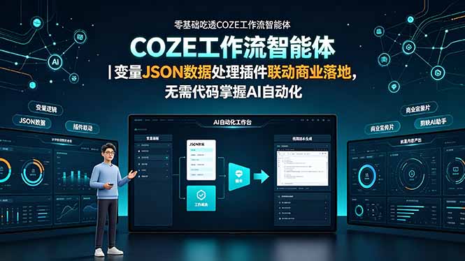 零基础吃透COZE工作流智能体｜变量JSON数据处理插件联动商业落地，无需代码掌握AI自动化-悟思笔记，一个低调的学习营。