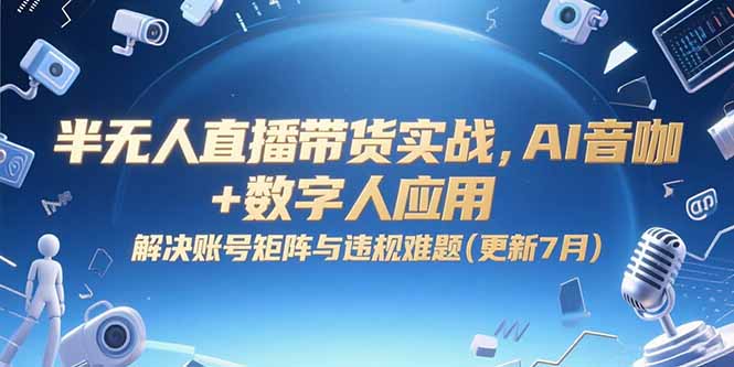 半无人直播带货实战，AI音咖+数字人应用 解决账号矩阵与违规难题(更新7月-悟思笔记，一个低调的学习营。