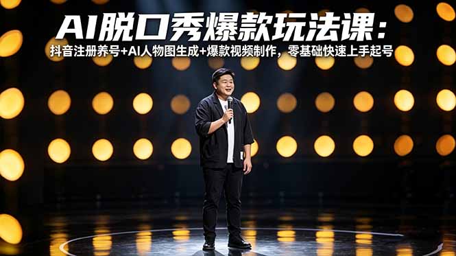 AI脱口秀爆款玩法课：抖音注册养号+AI人物图生成+爆款视频制作，零基础快速上手起号-悟思笔记，一个低调的学习营。