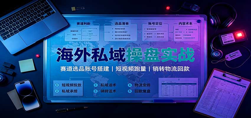 海外私域操盘实战：赛道选品账号搭建，短视频跑量，销转物流回款-悟思笔记，一个低调的学习营。